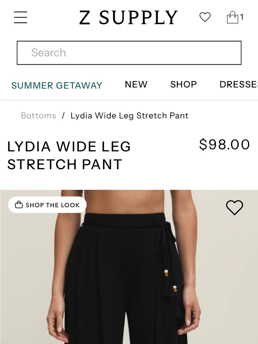Z Supply Black Lydia Wide Leg Tie Waist Pants